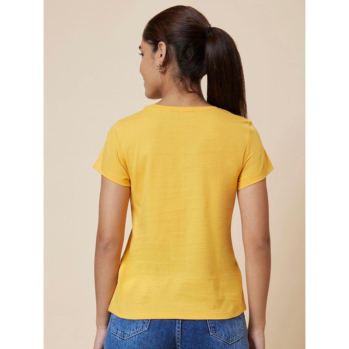 Globus Slogan Print Round Neck Cotton T-Shirt-women-clothing-tshirts-image-3