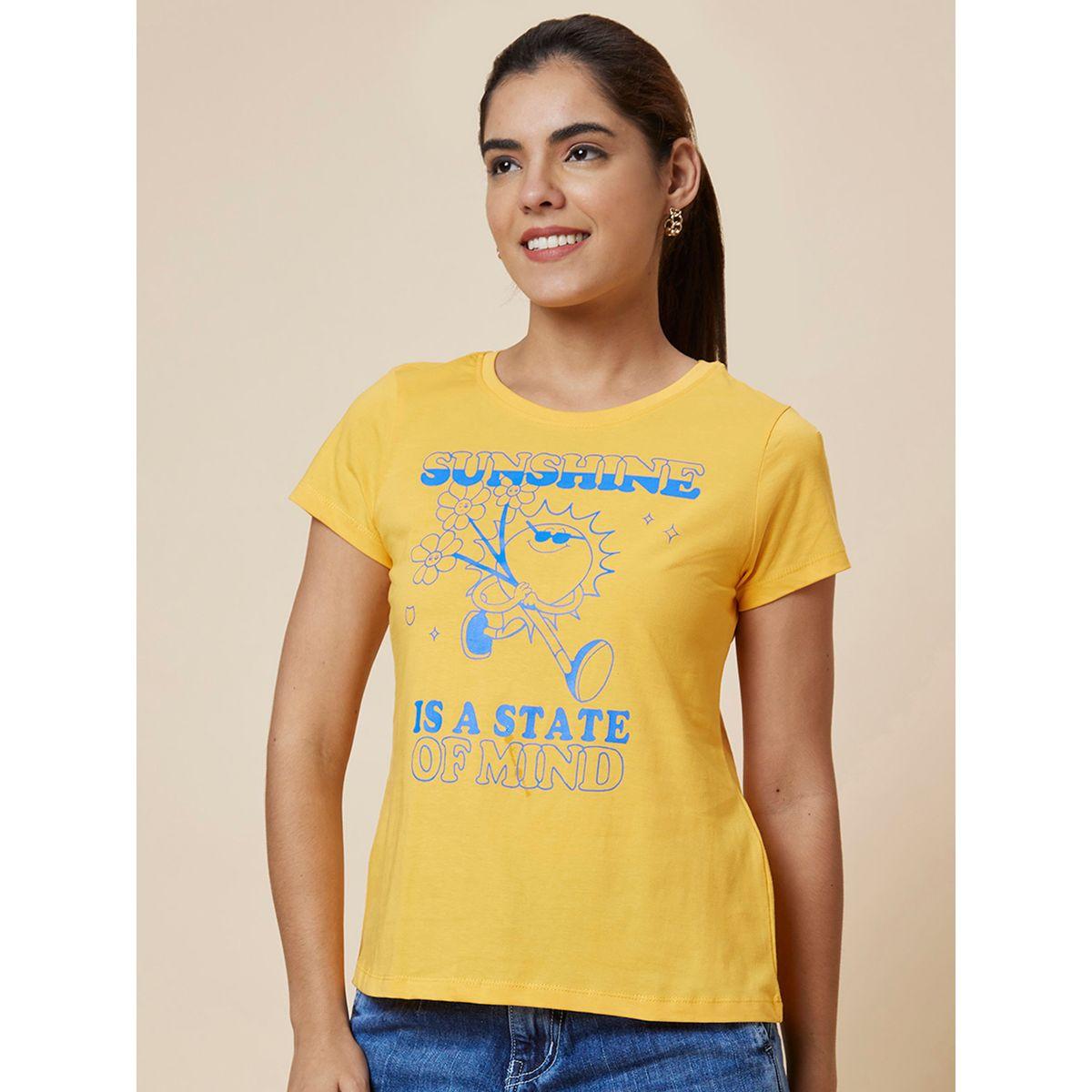 Globus Slogan Print Round Neck Cotton T-Shirt-women-clothing-tshirts-image-4