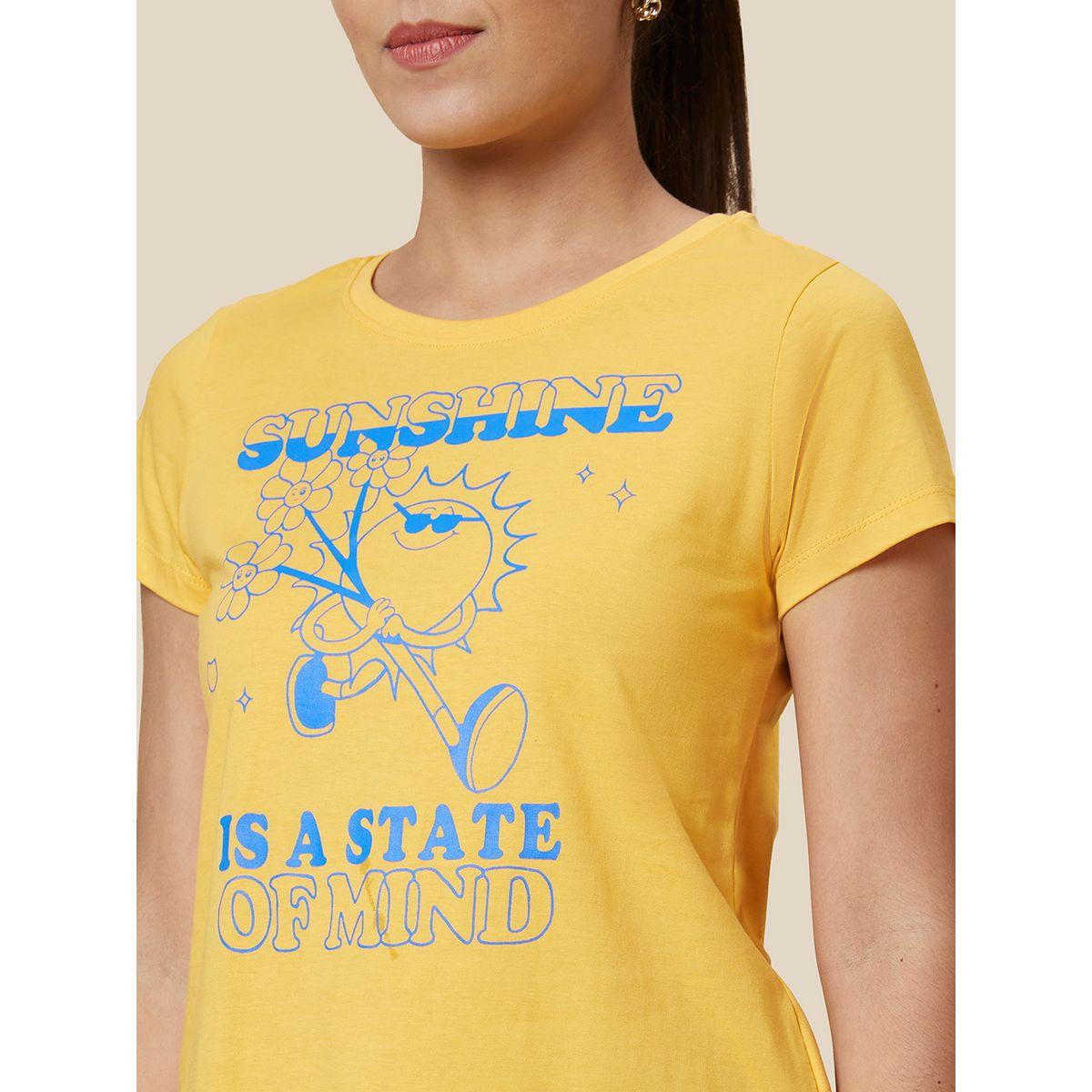Globus Slogan Print Round Neck Cotton T-Shirt-women-clothing-tshirts-image-5