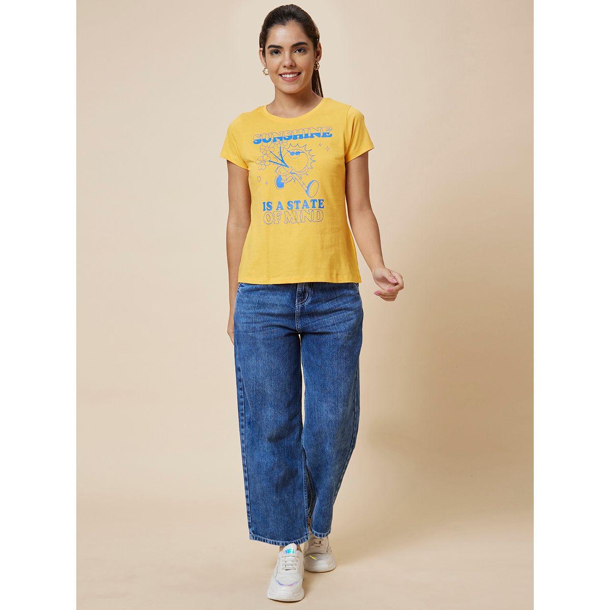 Globus Slogan Print Round Neck Cotton T-Shirt-women-clothing-tshirts-image-6