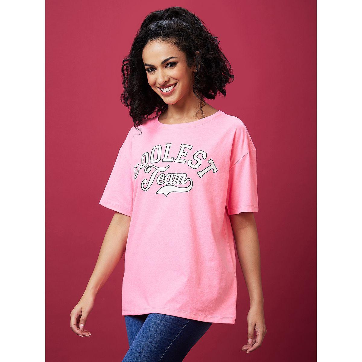 Globus Slogan Print Round Neck Cotton T-Shirt-women-clothing-tshirts-image-3