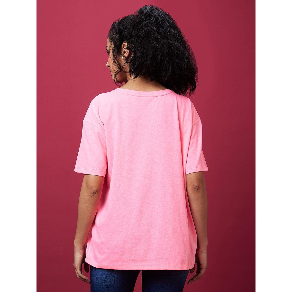 تيشيرت بياقة دائرية وطبعة كتابة-women-clothing-tshirts-image-4