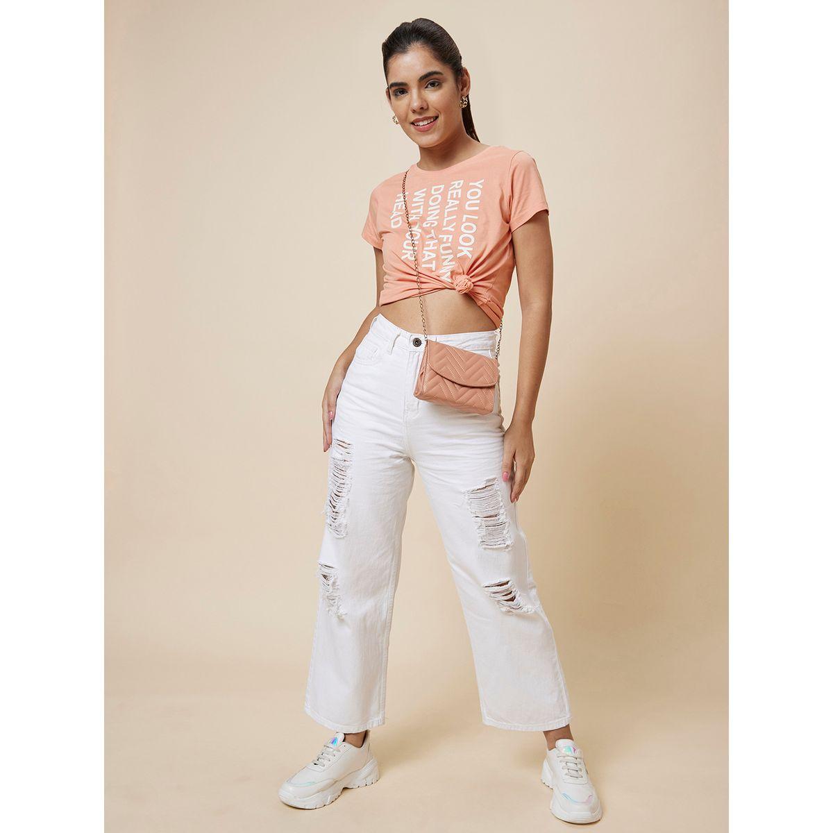 Globus Slogan Print Round Neck Cotton Boxy Fit T-Shirt-women-clothing-tshirts-image-1