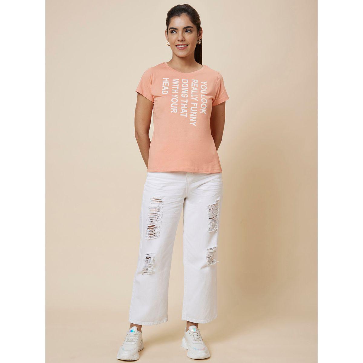 Globus Slogan Print Round Neck Cotton Boxy Fit T-Shirt-women-clothing-tshirts-image-6