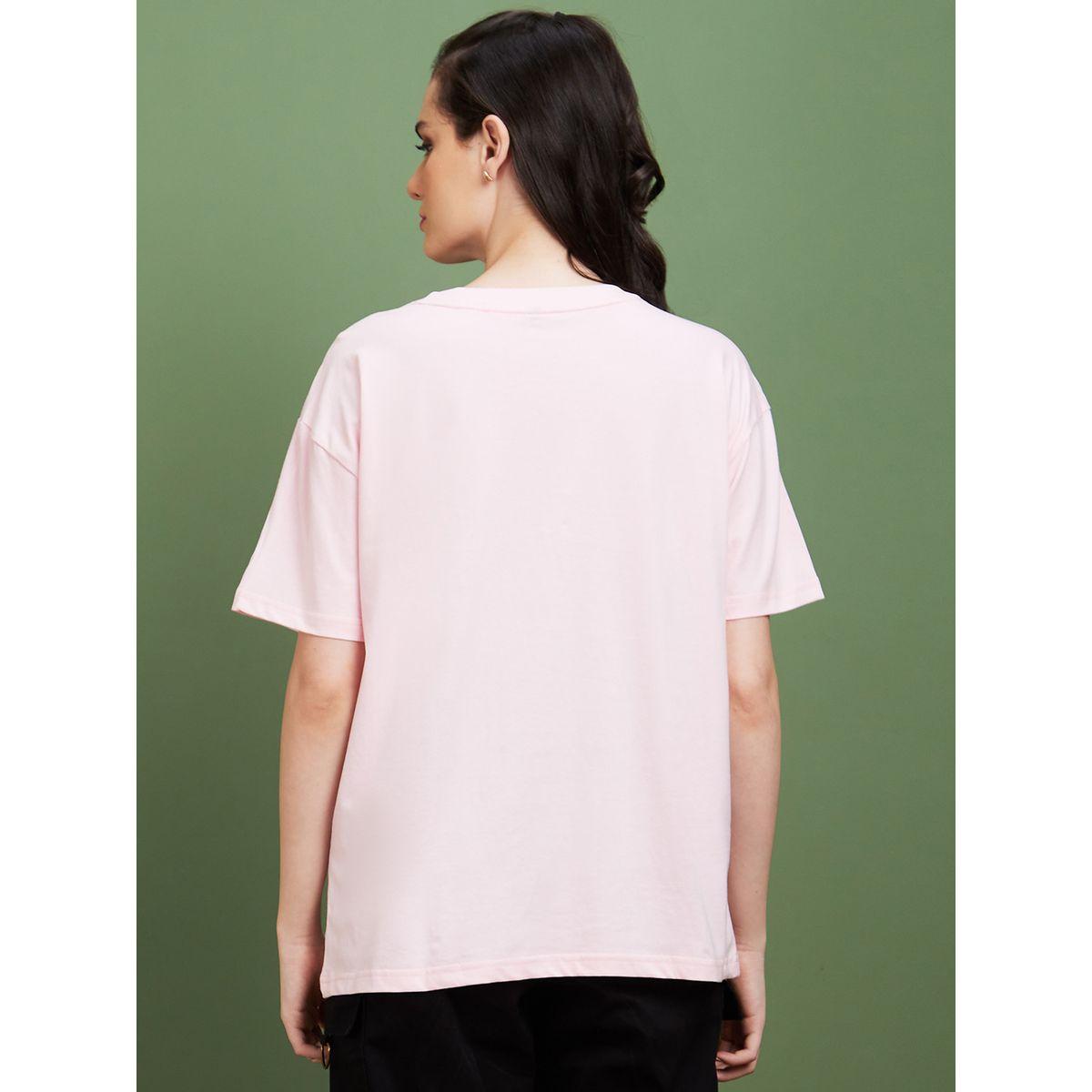 تيشيرت بقصة بوكسي وطبعة كتابة-women-clothing-tshirts-image-3
