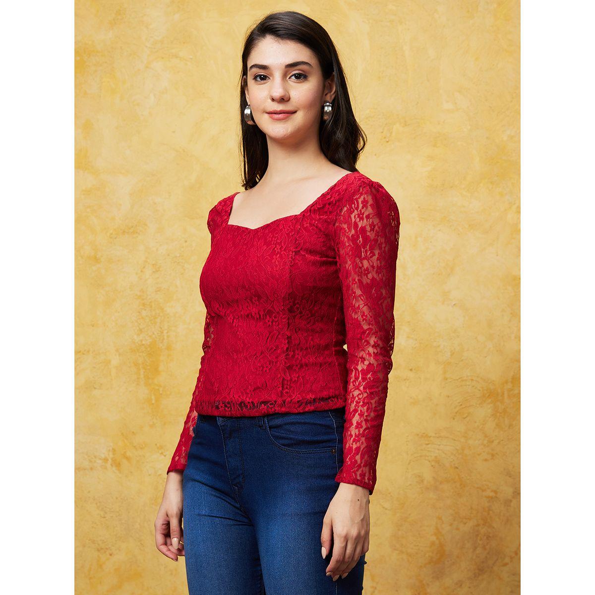 بلوزة بياقة على شكل قلب وأكمام منفوخة-women-clothing-shirtsandblouses-blouses-image-2