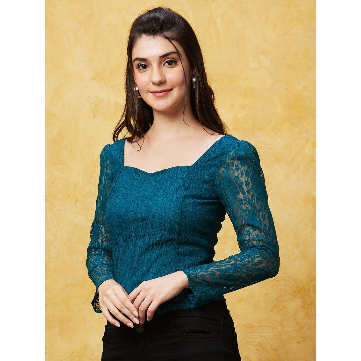 بلوزة بياقة على شكل قلب وأكمام منفوخة-women-clothing-shirtsandblouses-blouses-image-2