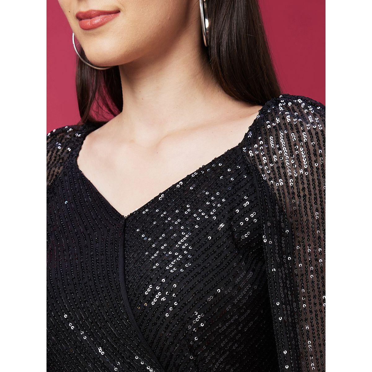 بلوزة قصيرة منقمة بياقة على شكل قلب-women-clothing-shirtsandblouses-blouses-image-4