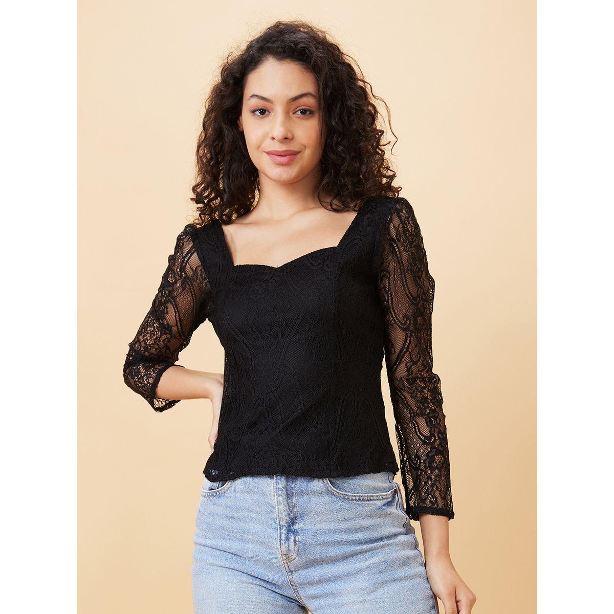 بلوزة بياقة على شكل قلب وأكمام منفوخة-women-clothing-shirtsandblouses-blouses-image-2
