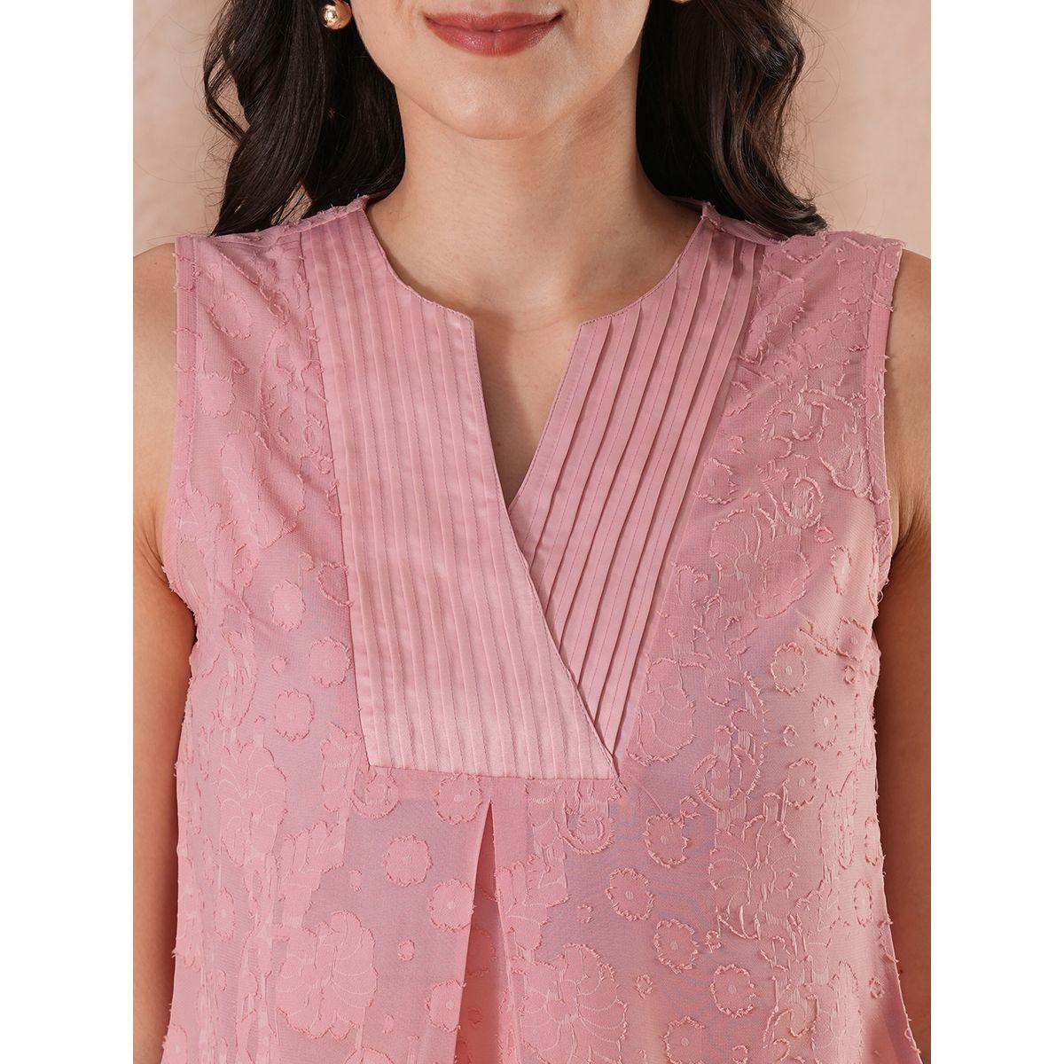 Globus Textured Floral Print V-Neck Sleeveless Top-women-clothing-shirtsandblouses-blouses-image-4