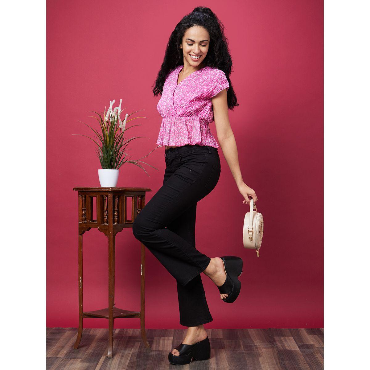 بلوزة قصيرة بطبعة زهور وأكمام ممتدة-women-clothing-tshirts-image-5