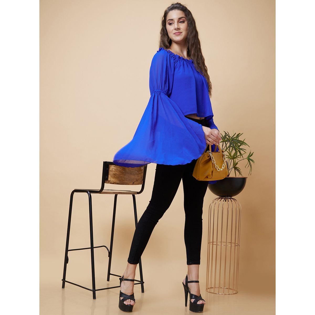 بلوزة سادة بأكمام جرس وتفاصيل مُجمعة-women-clothing-shirtsandblouses-blouses-image-7