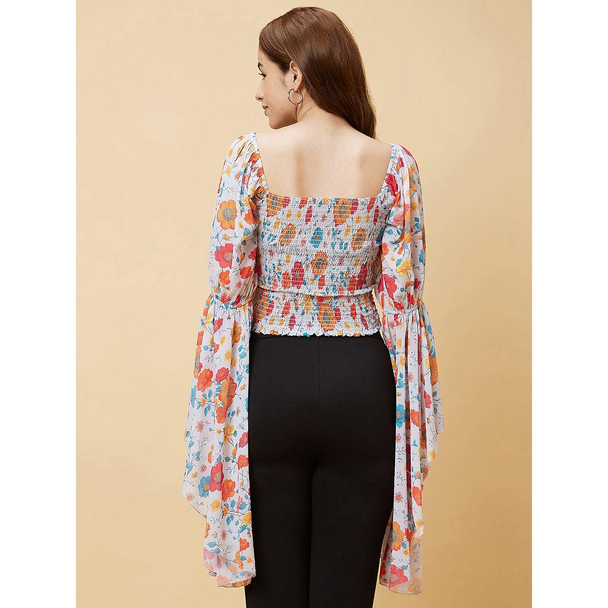 بلوزة قصيرة بطبعة زهور وأكمام واسعة-women-clothing-tshirts-image-4