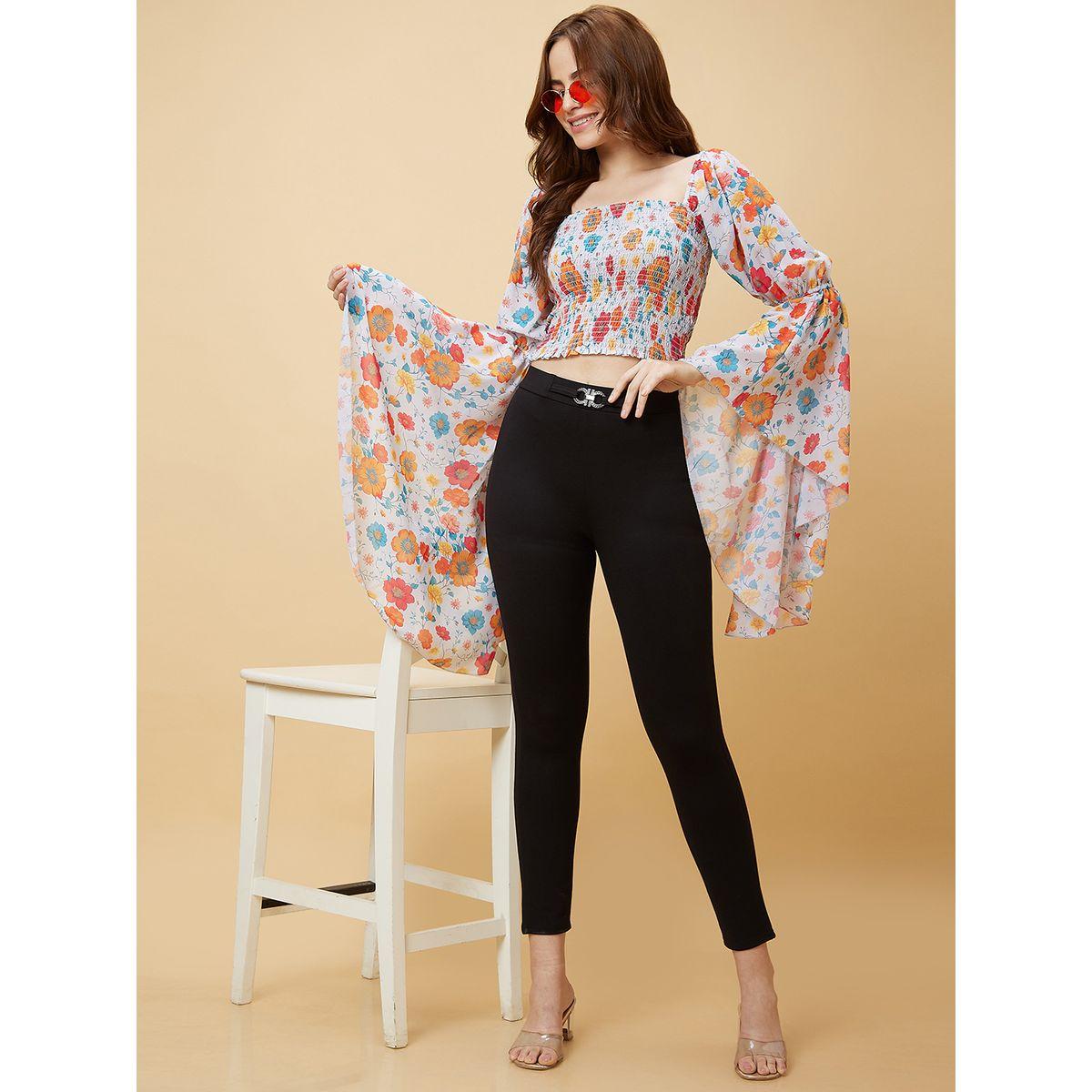 بلوزة قصيرة بطبعة زهور وأكمام واسعة-women-clothing-tshirts-image-6