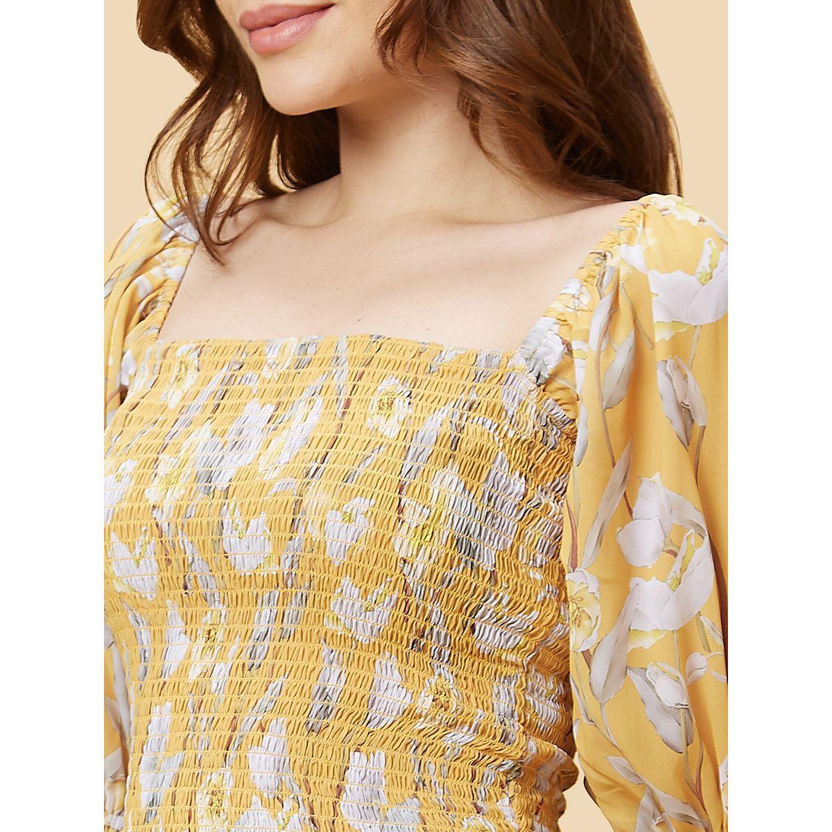 بلوزة قصيرة بطبعة زهور وأكمام طويلة-women-clothing-tshirts-image-5