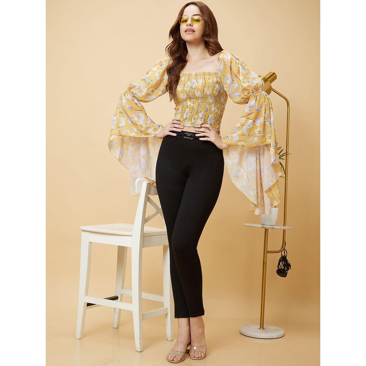 بلوزة قصيرة بطبعة زهور وأكمام طويلة-women-clothing-tshirts-image-6