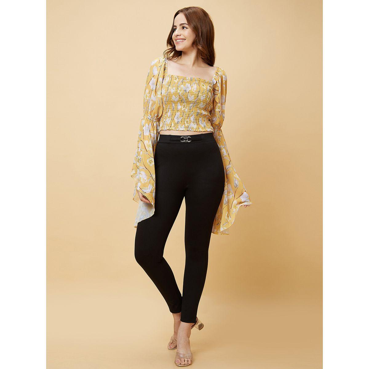 بلوزة قصيرة بطبعة زهور وأكمام طويلة-women-clothing-tshirts-image-7