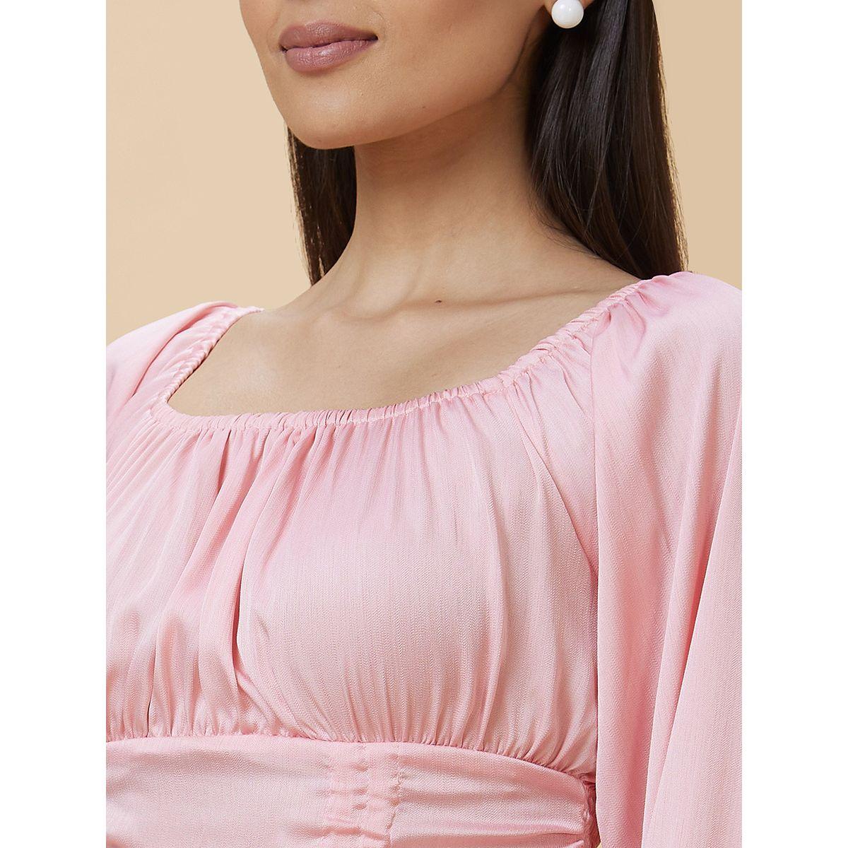 Globus Solid Square Neck Balloon Sleeve Crop Top-women-clothing-tshirts-image-5
