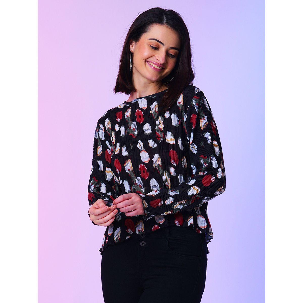 بلوزة بياقة دائرية وأكمام طويلة-women-clothing-shirtsandblouses-blouses-image-2