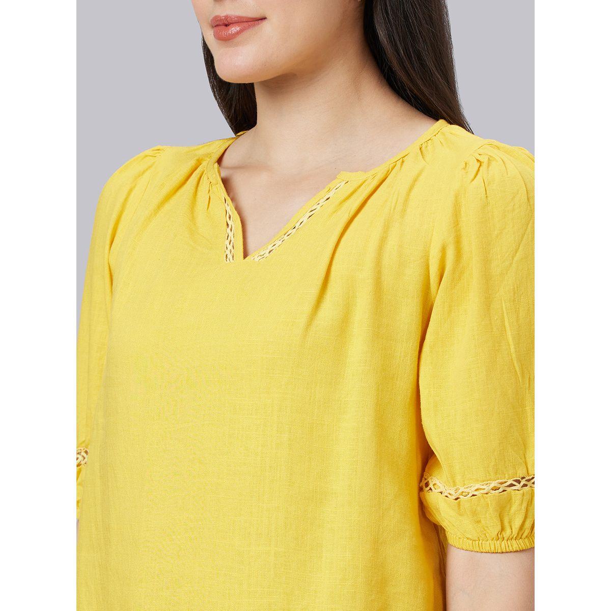 Globus Lace Detail Puff Sleeves Notch Neck Top-women-clothing-shirtsandblouses-blouses-image-5