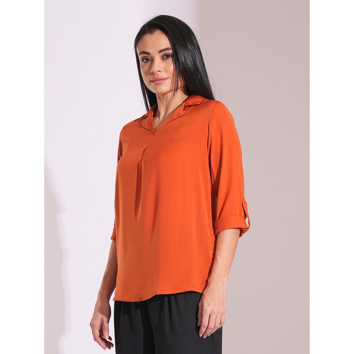 Globus Solid Roll Up Sleeve Regular Fit Top-women-clothing-shirtsandblouses-blouses-image-2