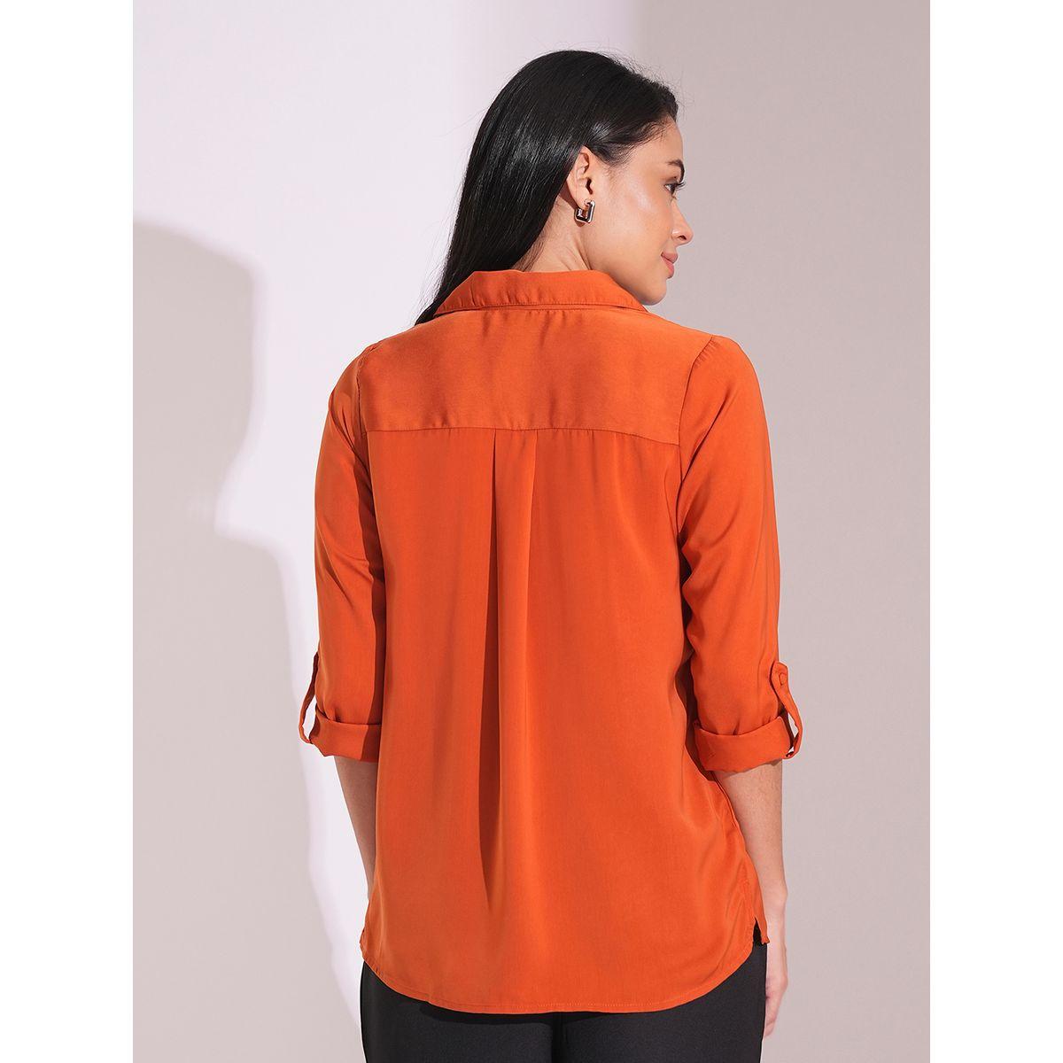 Globus Solid Roll Up Sleeve Regular Fit Top-women-clothing-shirtsandblouses-blouses-image-3