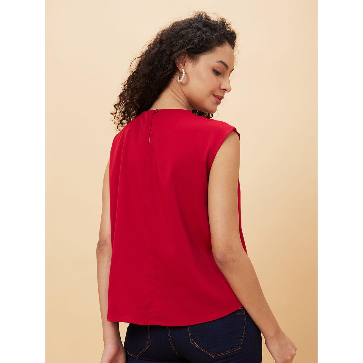 Globus Embellished Pleated Neck Sleeveless Top-women-clothing-shirtsandblouses-blouses-image-3