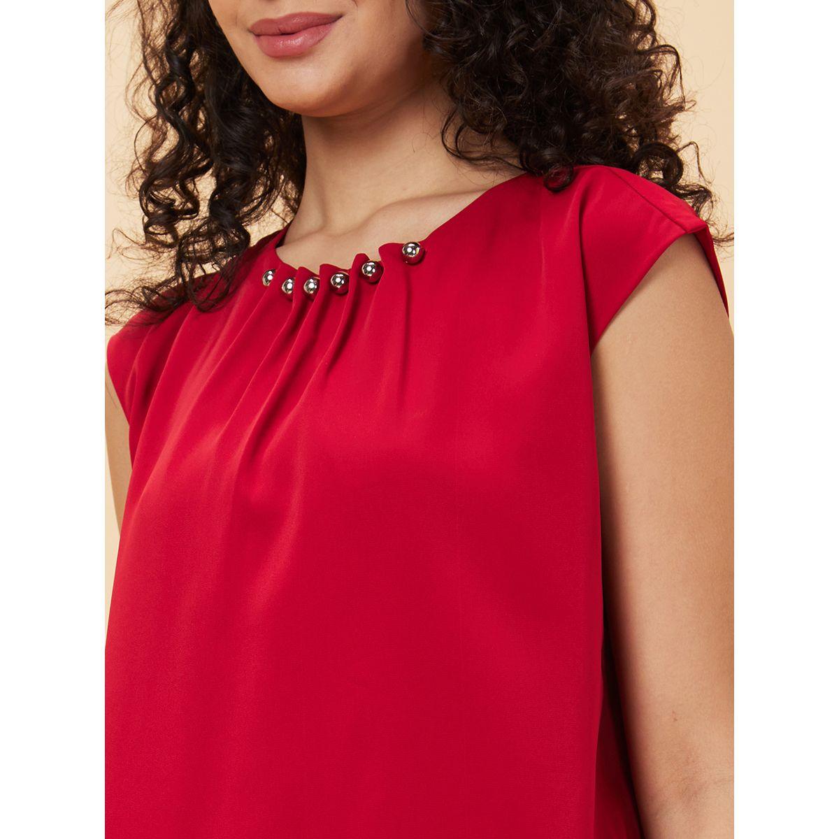 Globus Embellished Pleated Neck Sleeveless Top-women-clothing-shirtsandblouses-blouses-image-5