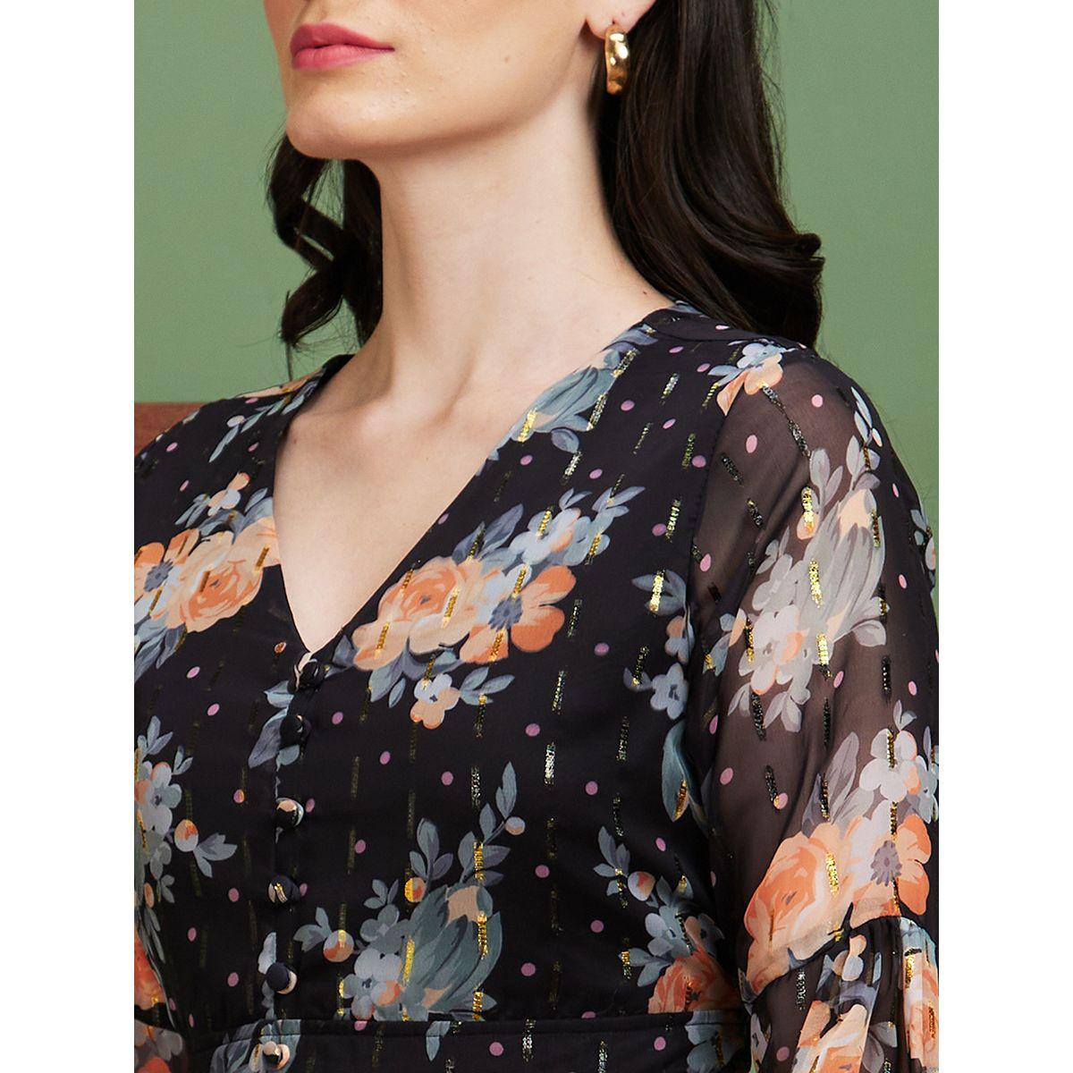 Globus Textured Floral Print V-Neck Peplum Top-women-clothing-shirtsandblouses-blouses-image-4