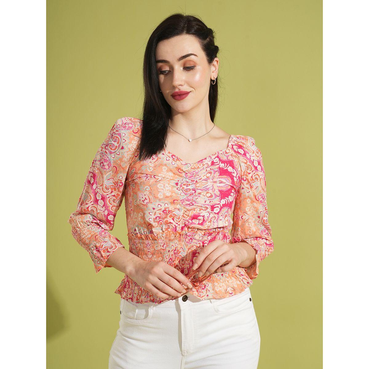 بلوزة بطبعة زهور وياقة بنمط قلب-women-clothing-shirtsandblouses-blouses-image-1