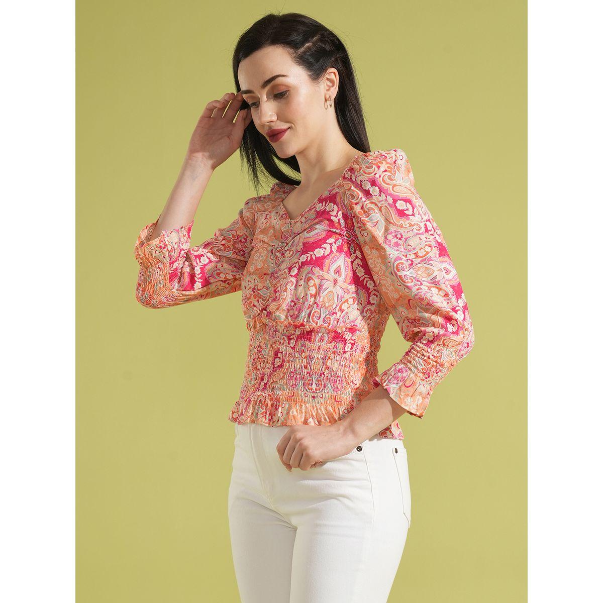 بلوزة بطبعة زهور وياقة بنمط قلب-women-clothing-shirtsandblouses-blouses-image-2