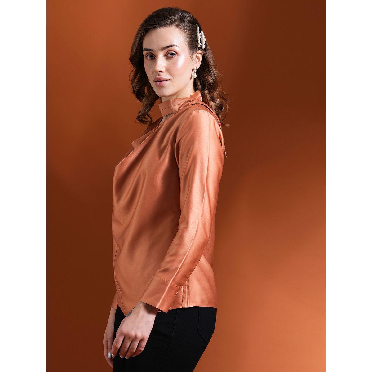 Globus Solid Satin Cowl Neck Top-women-clothing-shirtsandblouses-blouses-image-2