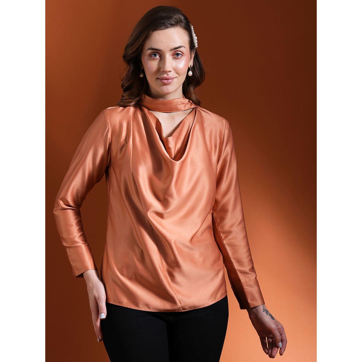 Globus Solid Satin Cowl Neck Top-women-clothing-shirtsandblouses-blouses-image-5