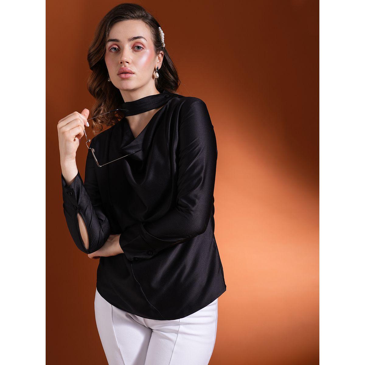 Globus Solid Satin Cowl Neck Top-women-clothing-shirtsandblouses-blouses-image-1