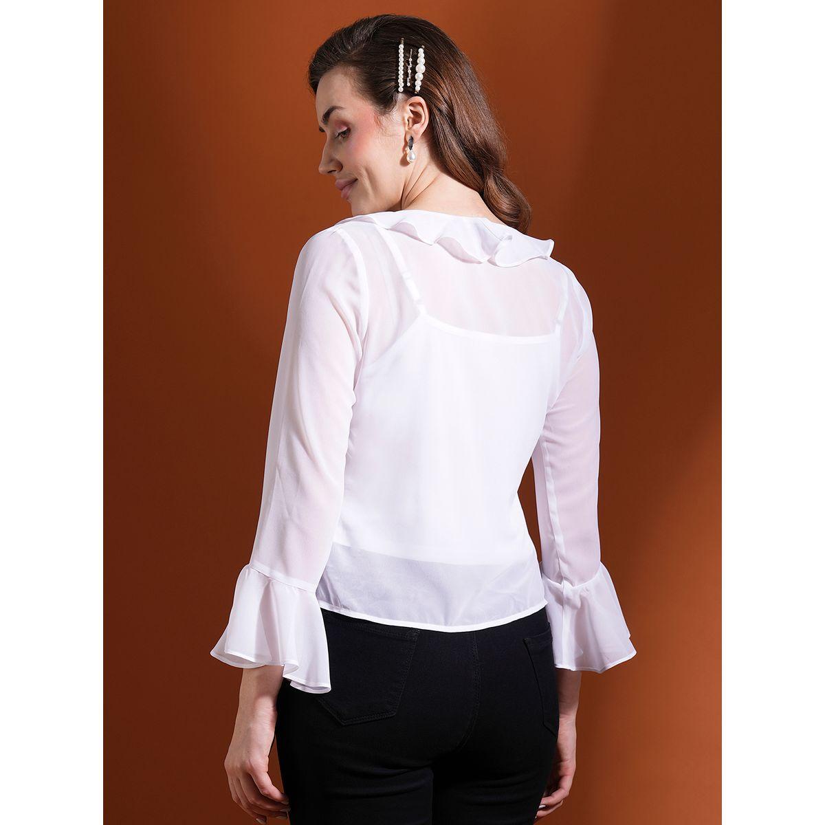 بلوزة قصيرة بكشكش وياقة بأربطة-women-clothing-tshirts-image-3