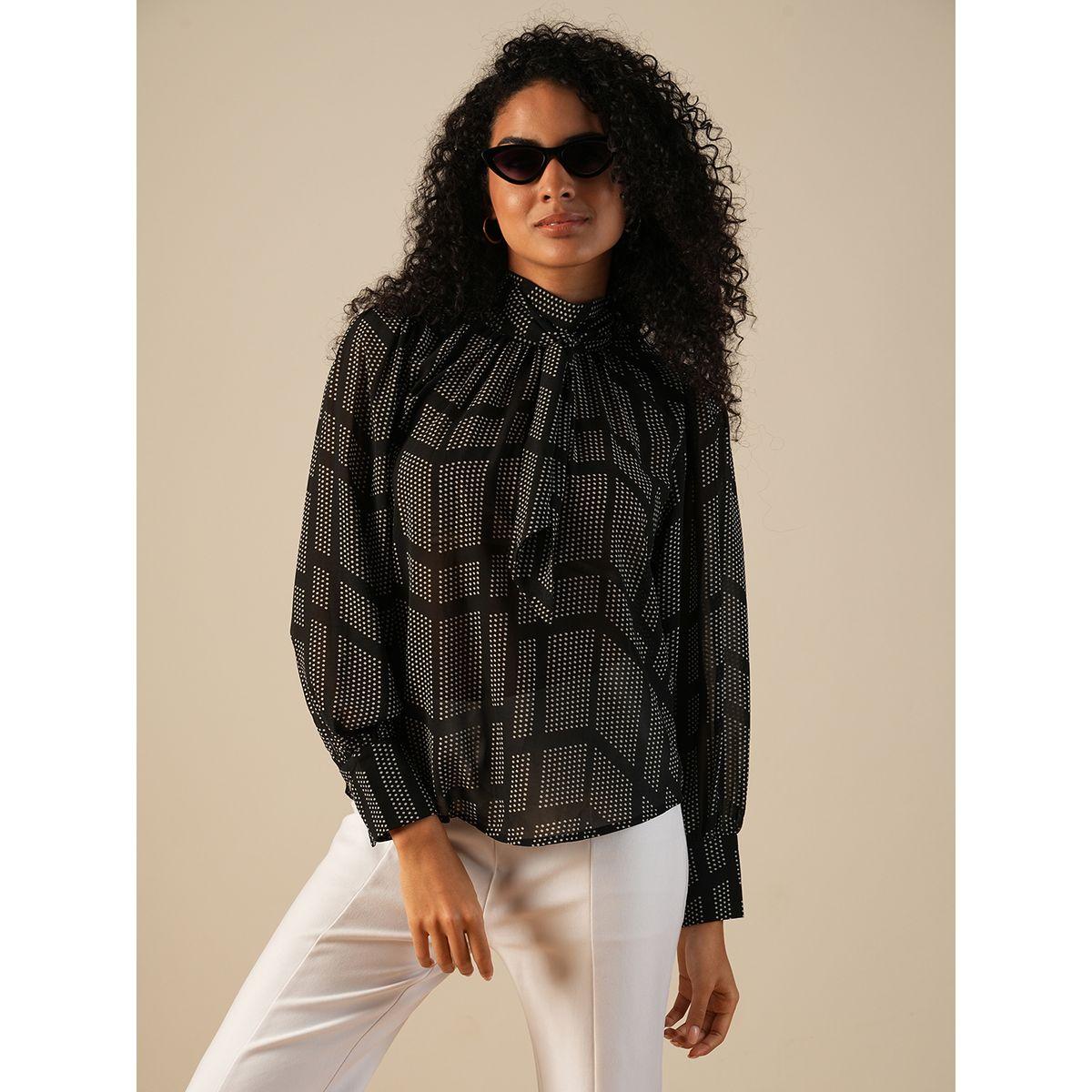 بلوزة بياقة عالية وأكمام بالون-women-clothing-shirtsandblouses-blouses-image-5