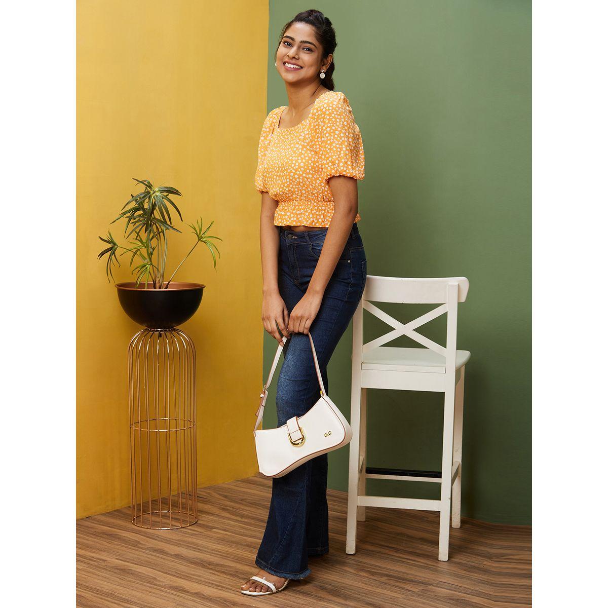 Globus X Styli Floral Printed Square Neck Smocked Crop Top-women-clothing-tshirts-image-5