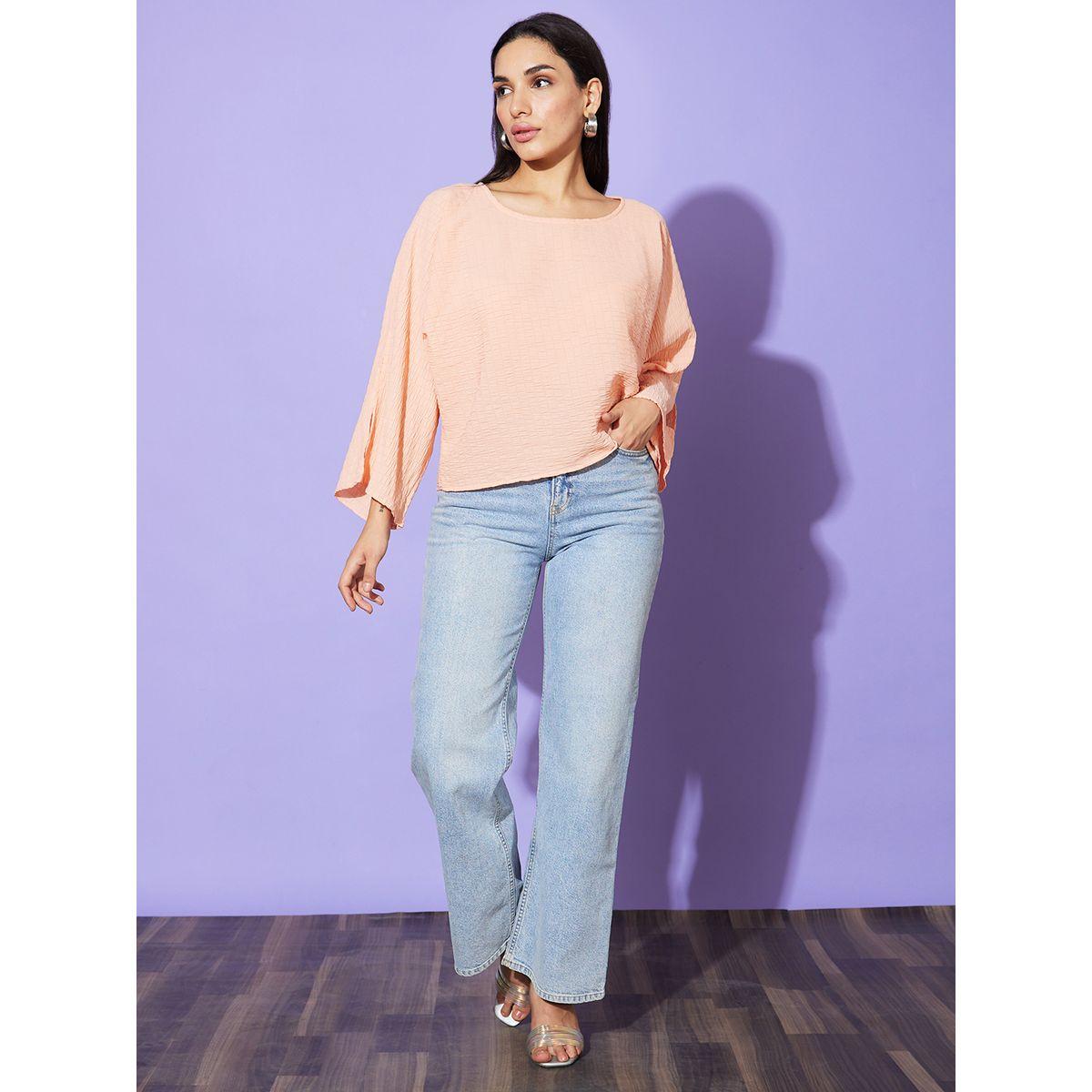Globus X Styli Textured Round Neck Boxy Fit Top-women-clothing-shirtsandblouses-blouses-image-5