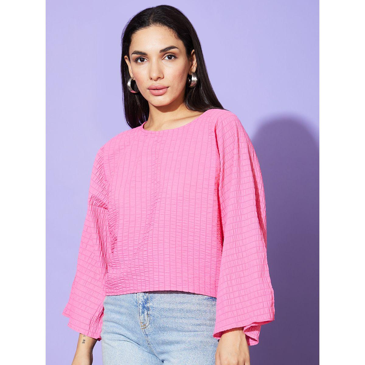 Globus X Styli Textured Round Neck Batwing Sleeve Top-women-clothing-shirtsandblouses-blouses-image-2