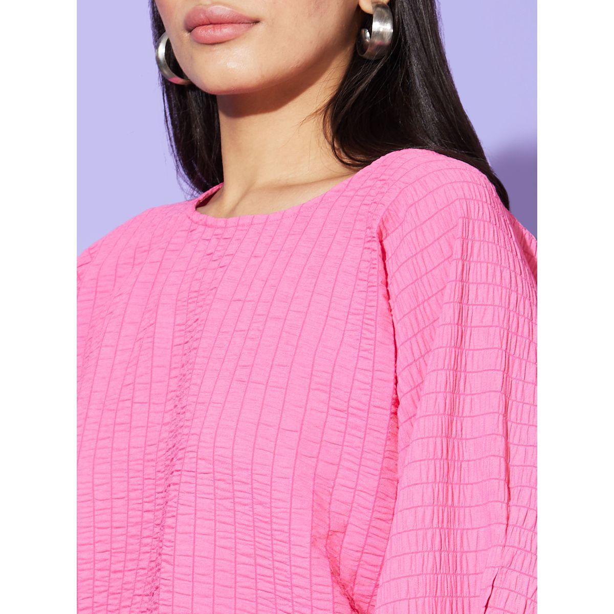 Globus X Styli Textured Round Neck Batwing Sleeve Top-women-clothing-shirtsandblouses-blouses-image-4