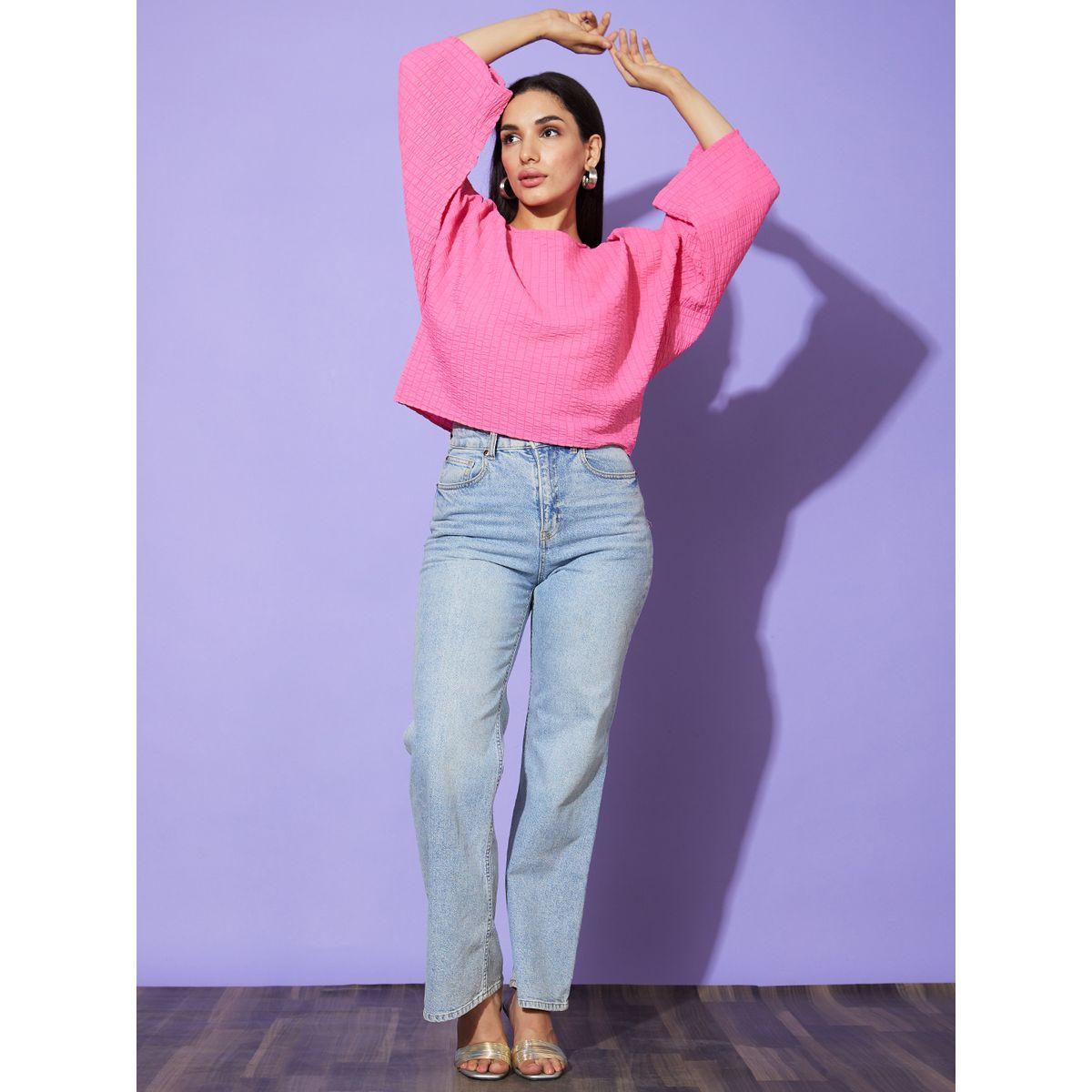 Globus X Styli Textured Round Neck Batwing Sleeve Top-women-clothing-shirtsandblouses-blouses-image-5