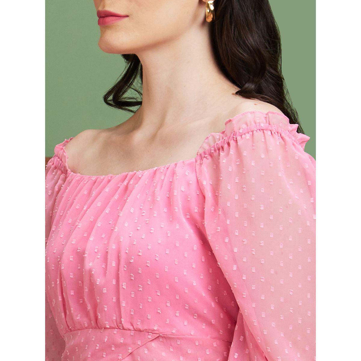 Globus X Styli Square Neck Puff Sleeves Back Tie-Up Crop Top-women-clothing-tshirts-image-4