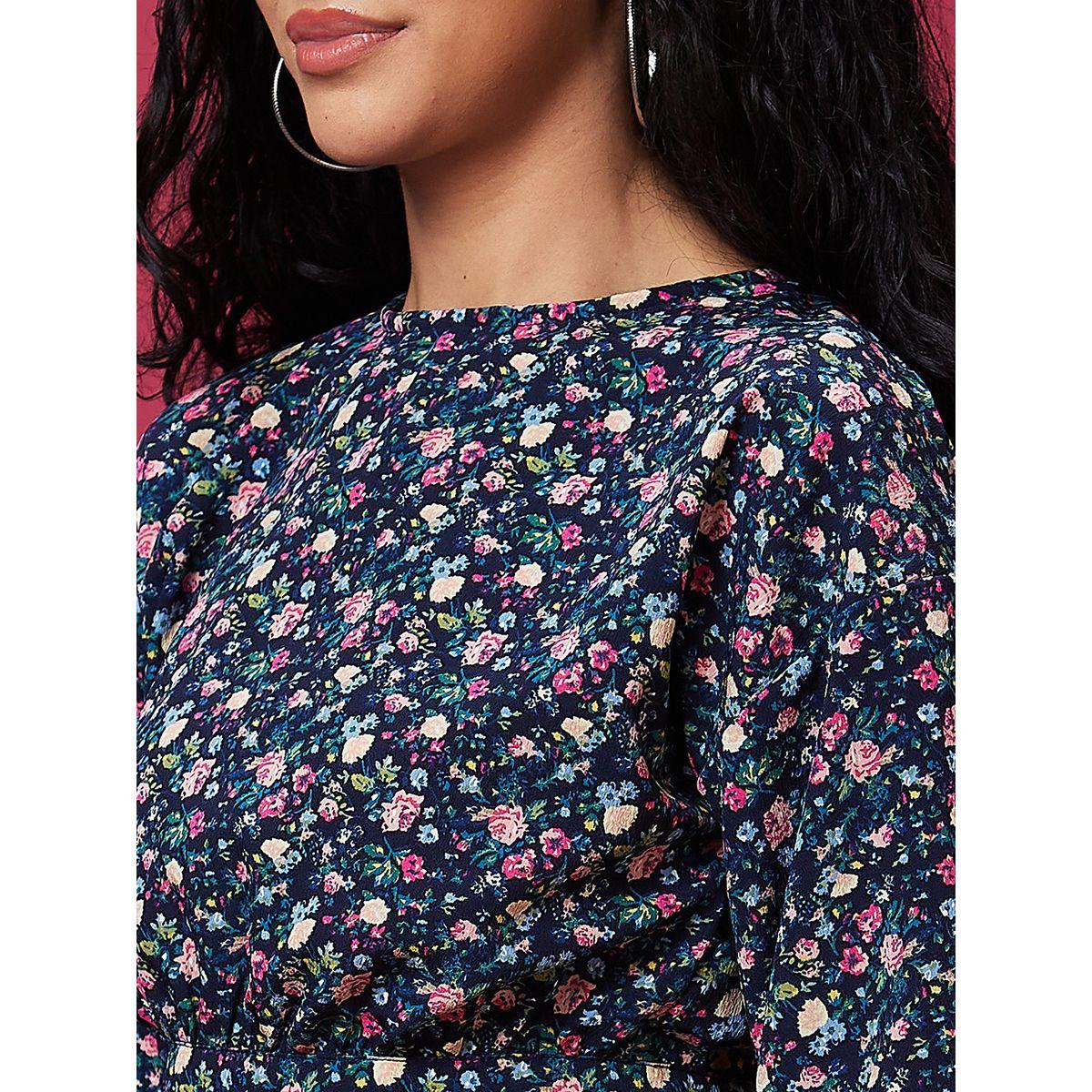 Globus X Styli Floral Print Back Tie Up Detail Crop Top-women-clothing-tshirts-image-5
