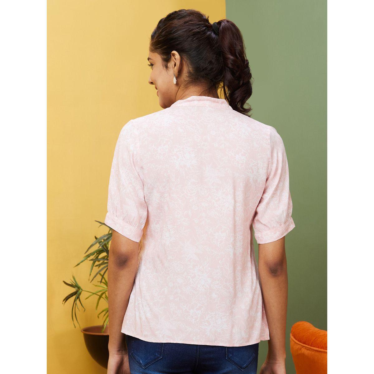 Globus X Styli Floral Printed Tie-Up Neck Top-women-clothing-shirtsandblouses-blouses-image-3
