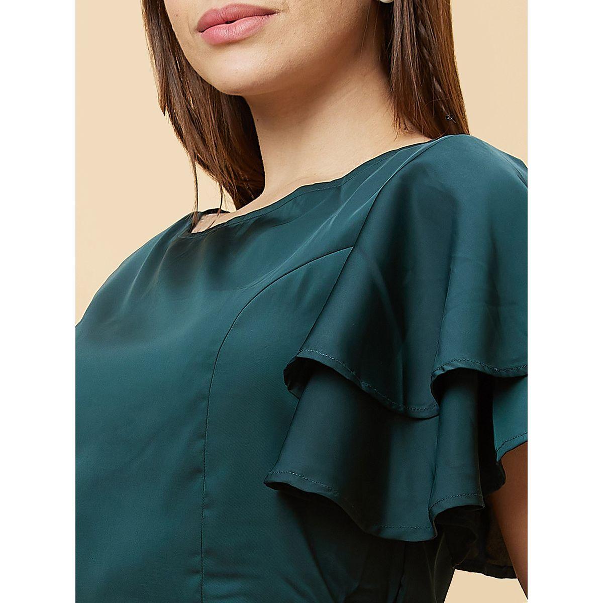 Globus X Styli Solid Layered Flared Sleeve Cropped Top-women-clothing-tshirts-image-5
