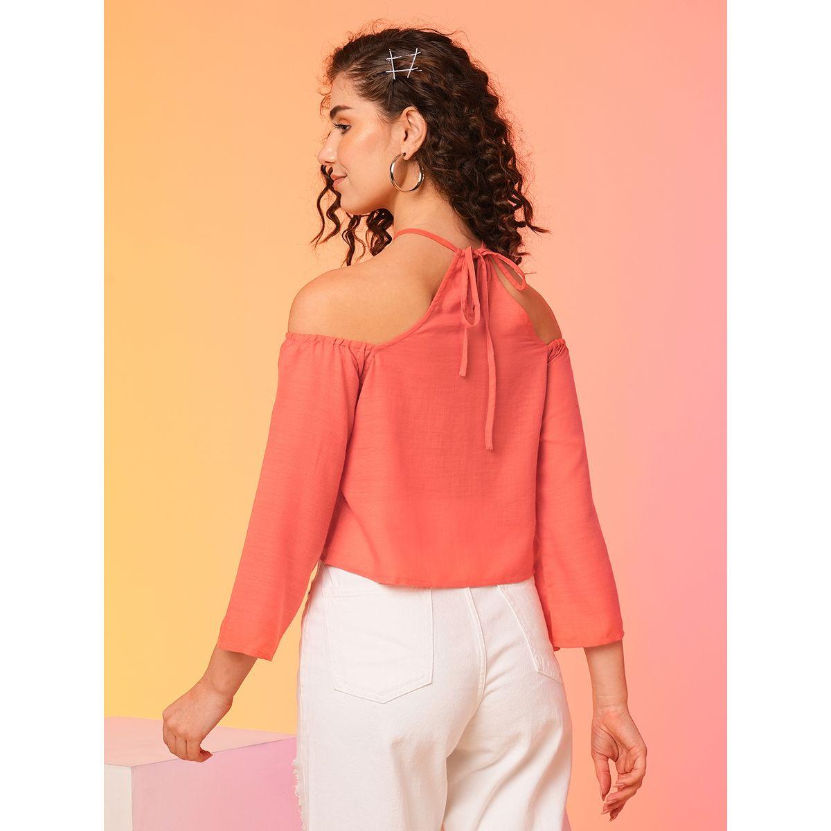 بلوزة سادة بأكتاف مكشوفة وياقة هولتر-women-clothing-shirtsandblouses-blouses-image-3
