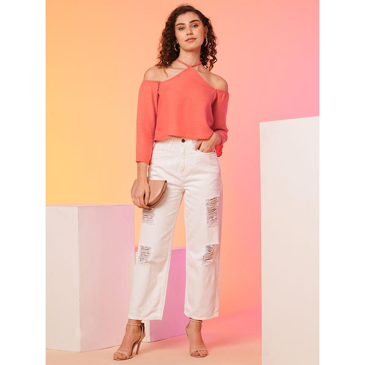 Globus Women Solid Cold-Shoulder Sleeves Top with Halter Neck-women-clothing-shirtsandblouses-blouses-image-5