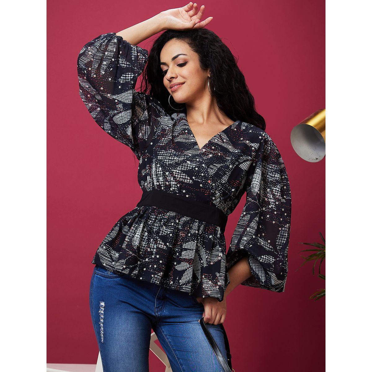 بلوزة بطبعة زهور وأكمام بالون-women-clothing-shirtsandblouses-blouses-image-1