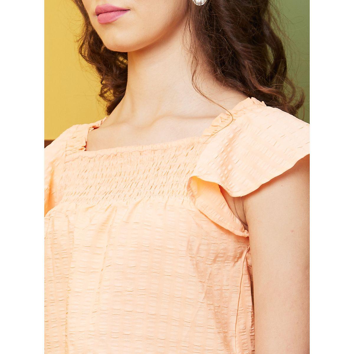 بلوزة قصيرة بياقة مربعة وأكمام واسعة-women-clothing-tshirts-image-4