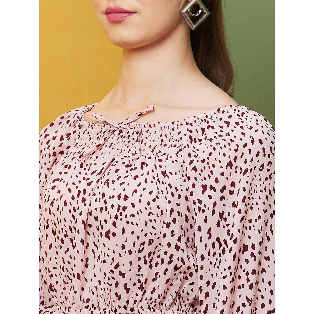 بلوزة قصيرة بطبعة زهور وياقة مربعة-women-clothing-tshirts-image-4